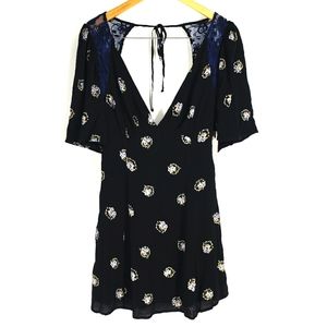 Free People Mockingbird Black Mini Dress New